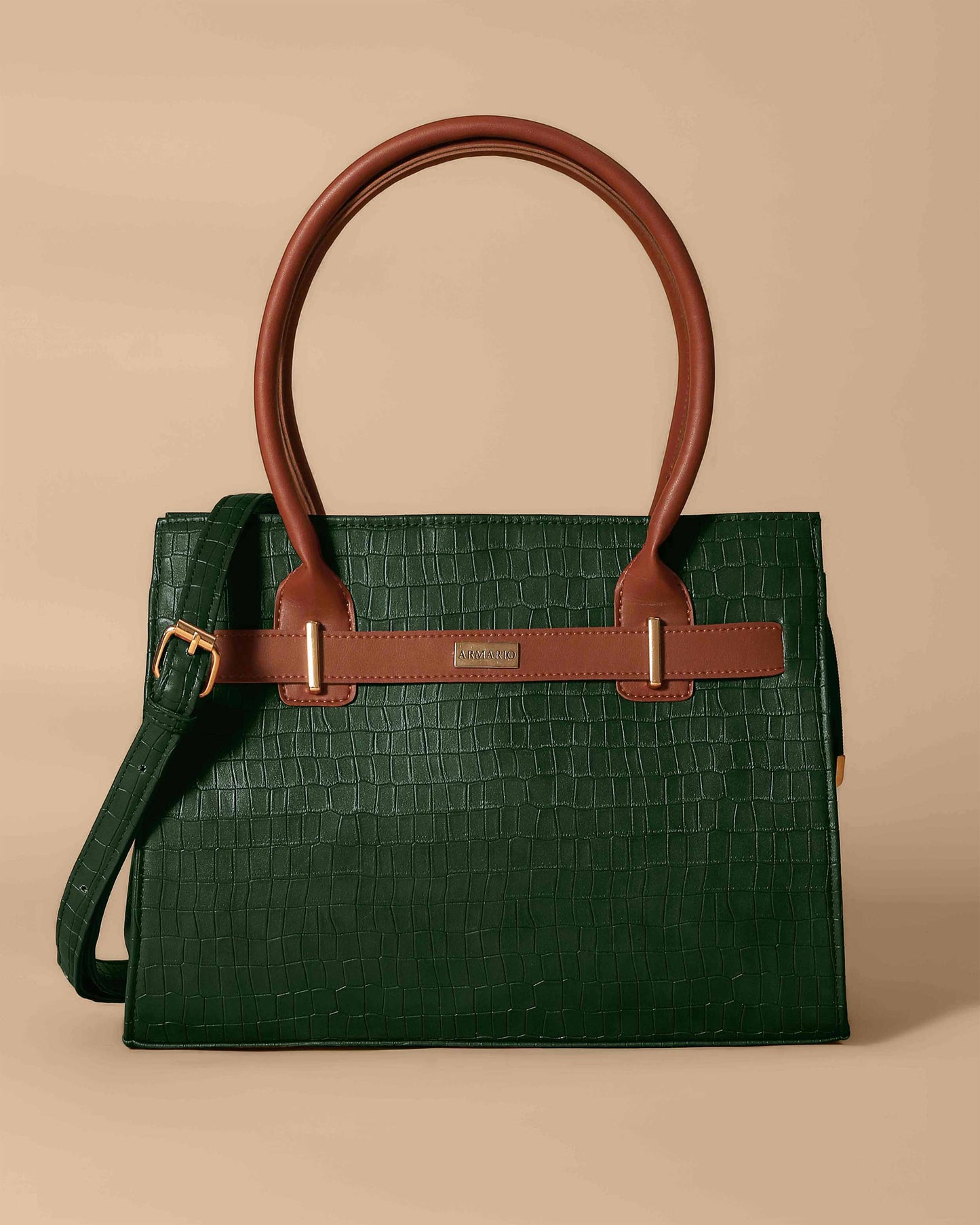 Vintage satchel Crocodile Bag ( Olive Green)