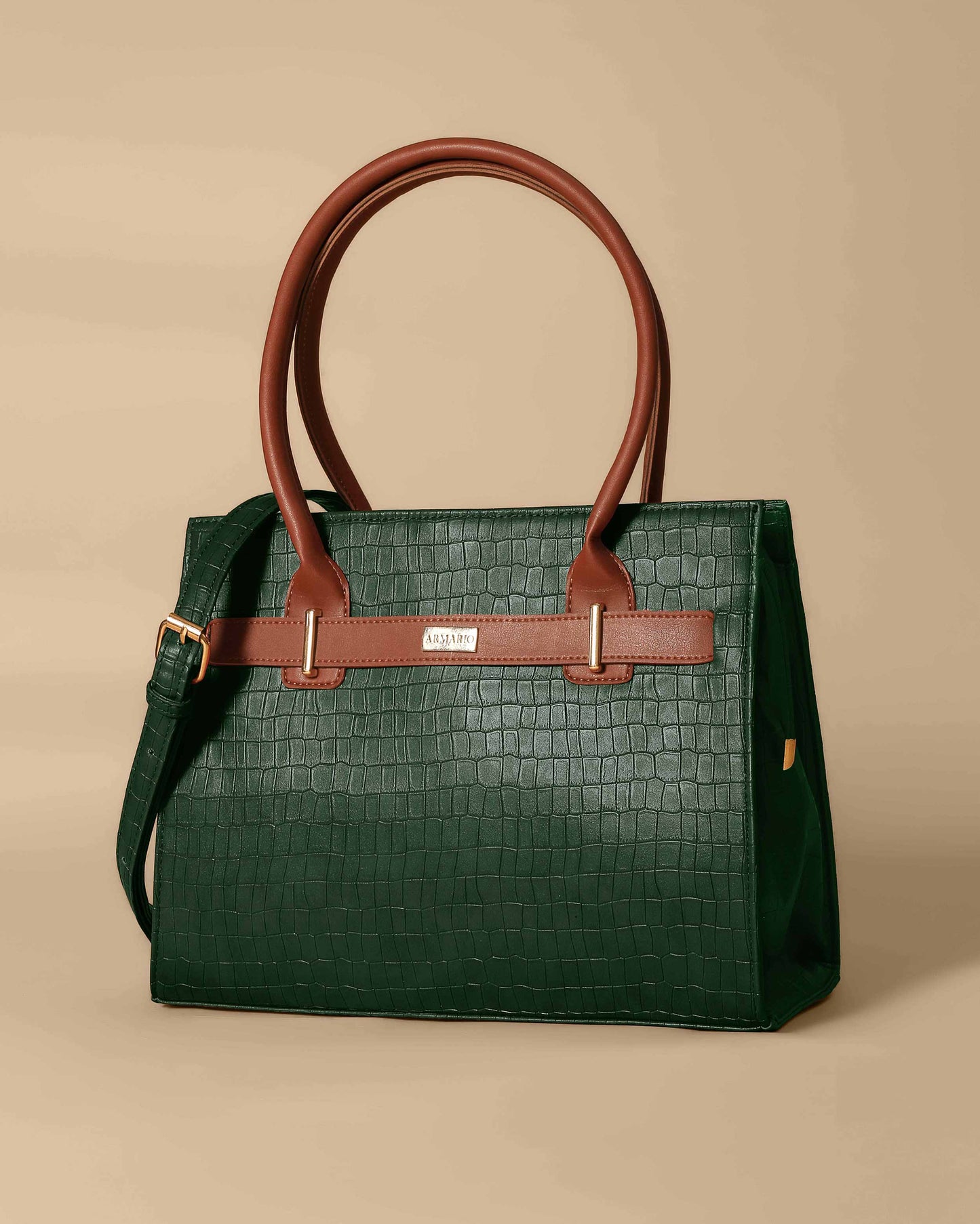 Vintage satchel Crocodile Bag ( Olive Green)