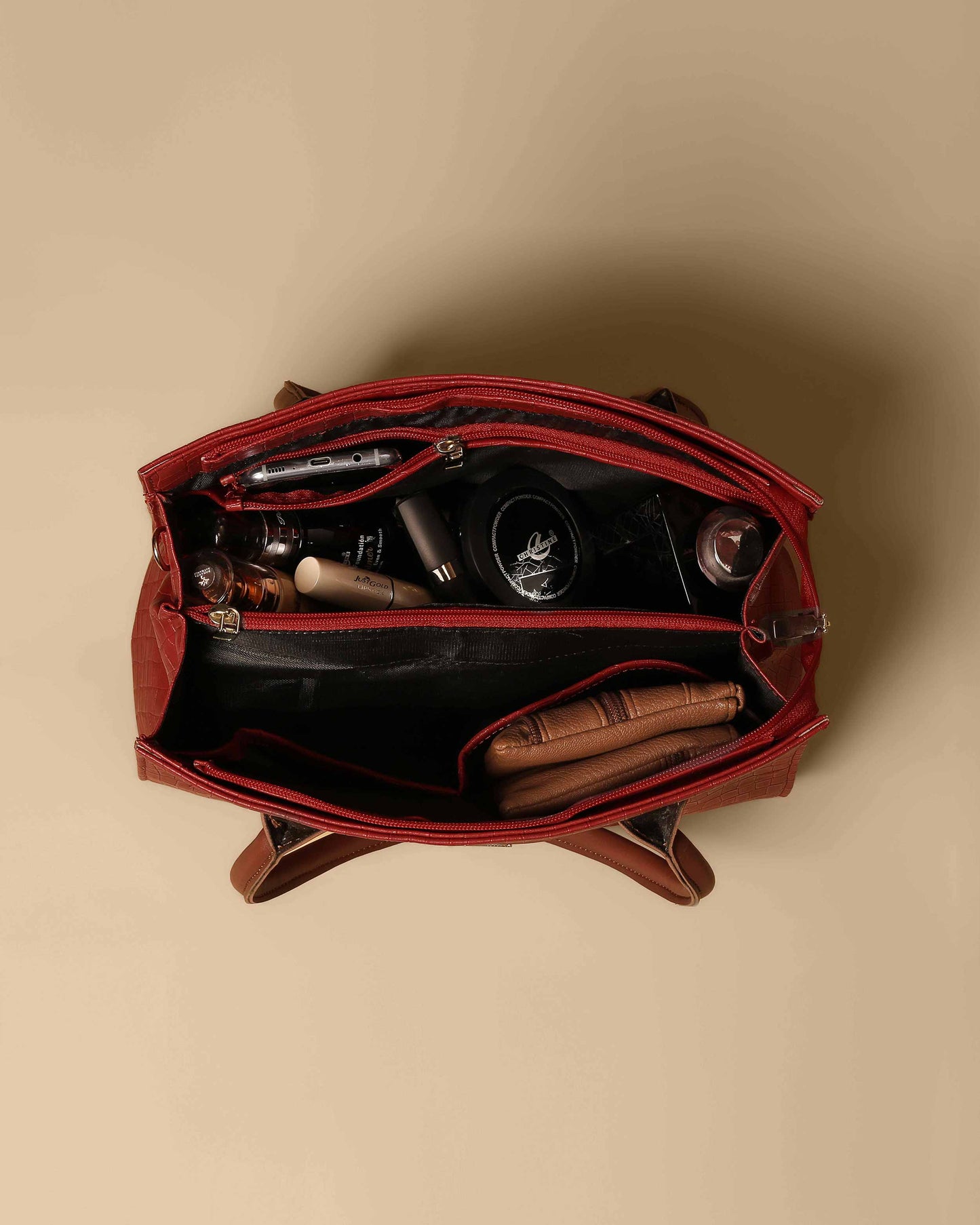 Vintage satchel Crocodile Bag ( Red Wine)