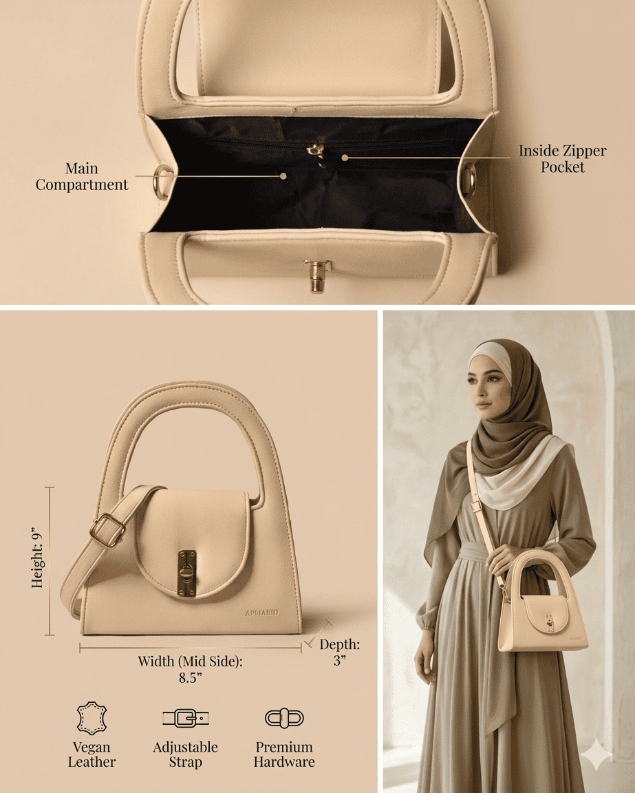 Pagani Cream Crossbody Bag - Detail View - Armario Pakistan