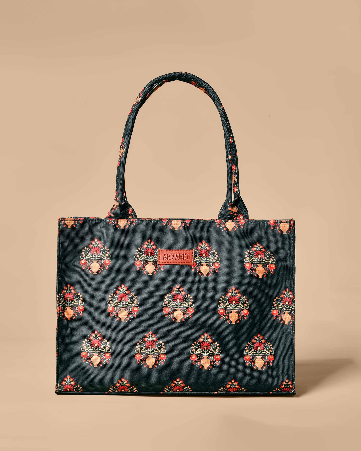 Royal Forest Green Mogra Print Tote Bag