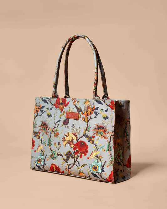 Floral Print Tote Bag - Side View - Armario