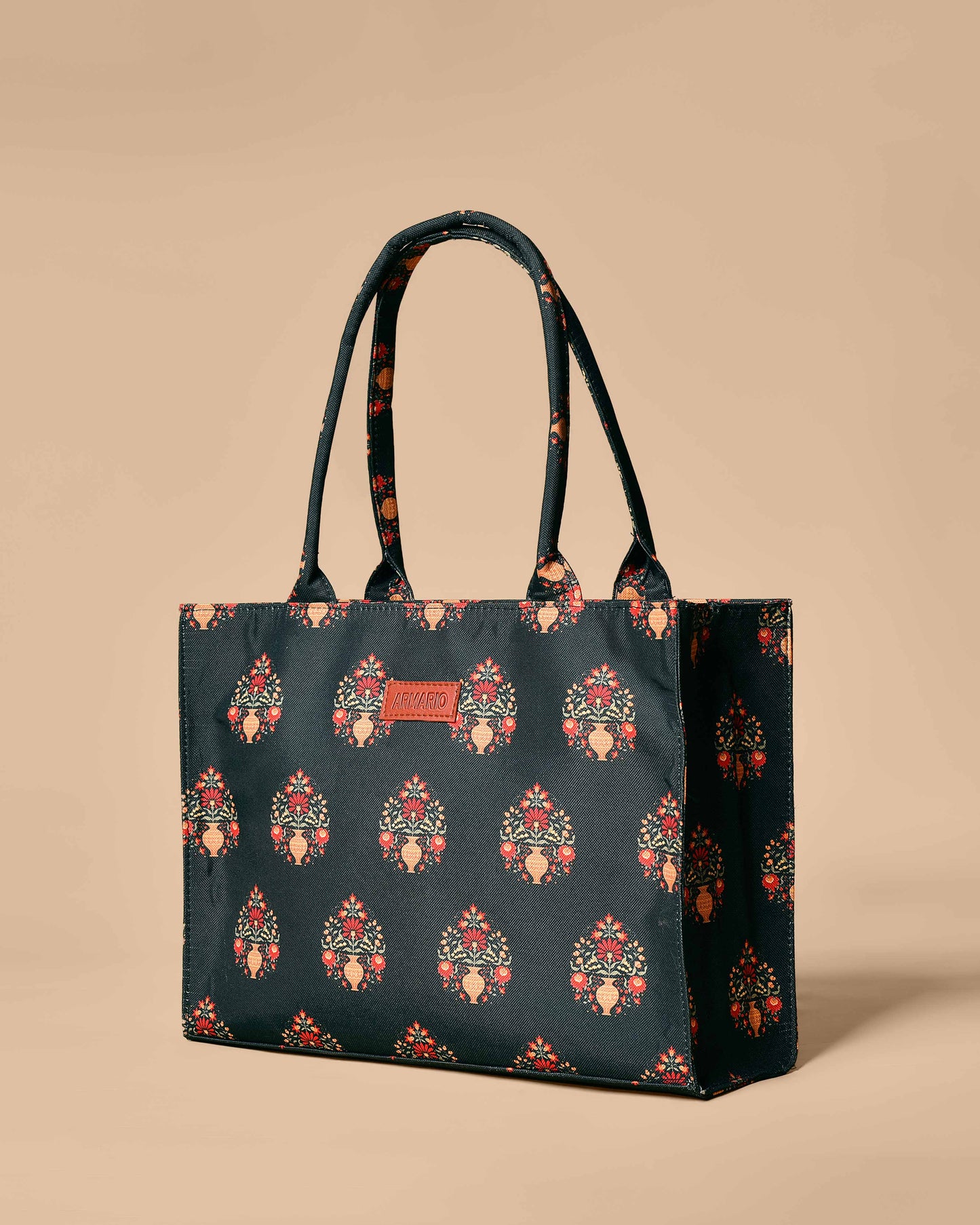Royal Forest Green Mogra Print Tote Bag