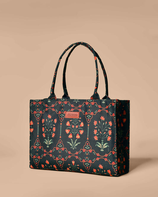 Taj Guldasta Black Print Tote Bag