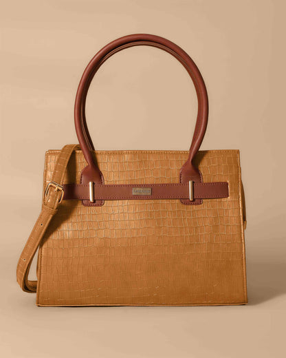 Vintage satchel Crocodile Bag (Metallic Orange)