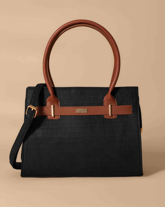 Vintage satchel Crocodile Bag ( Black)