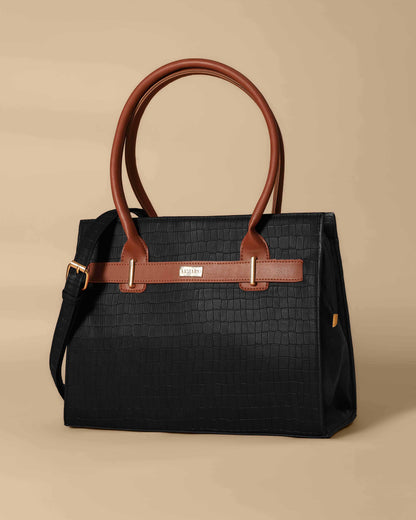 Vintage satchel Crocodile Bag ( Black)