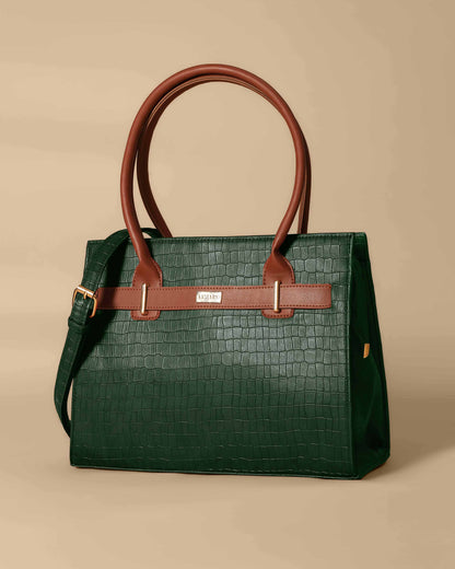 Vintage satchel Crocodile Bag ( Olive Green)