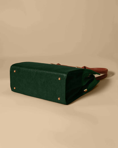 Vintage satchel Crocodile Bag ( Olive Green)