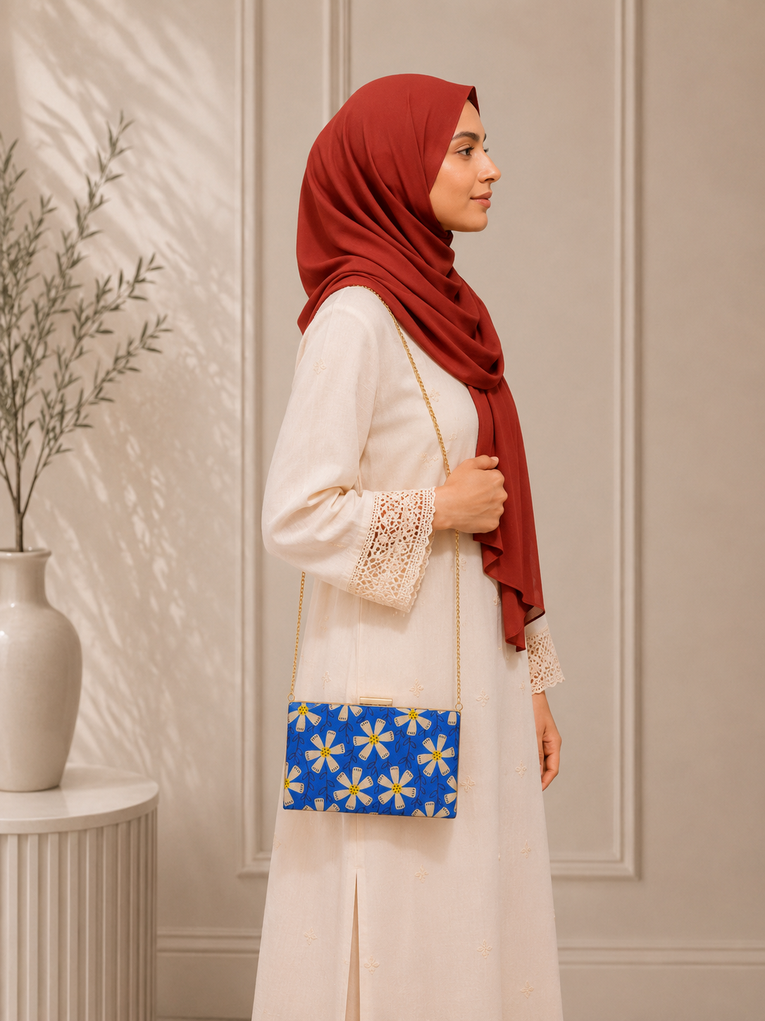 Armario Printed Clutch Blue Daisy by Armario Pakistan