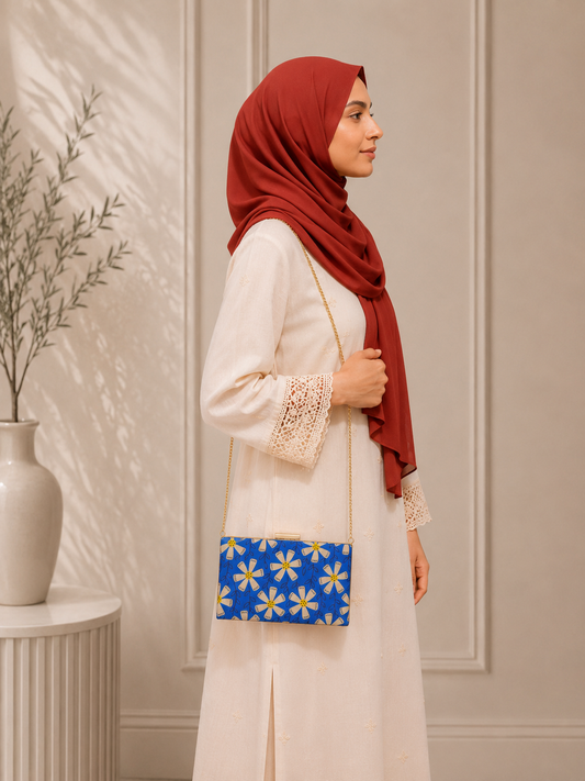 Armario Printed Clutch Blue Daisy by Armario Pakistan