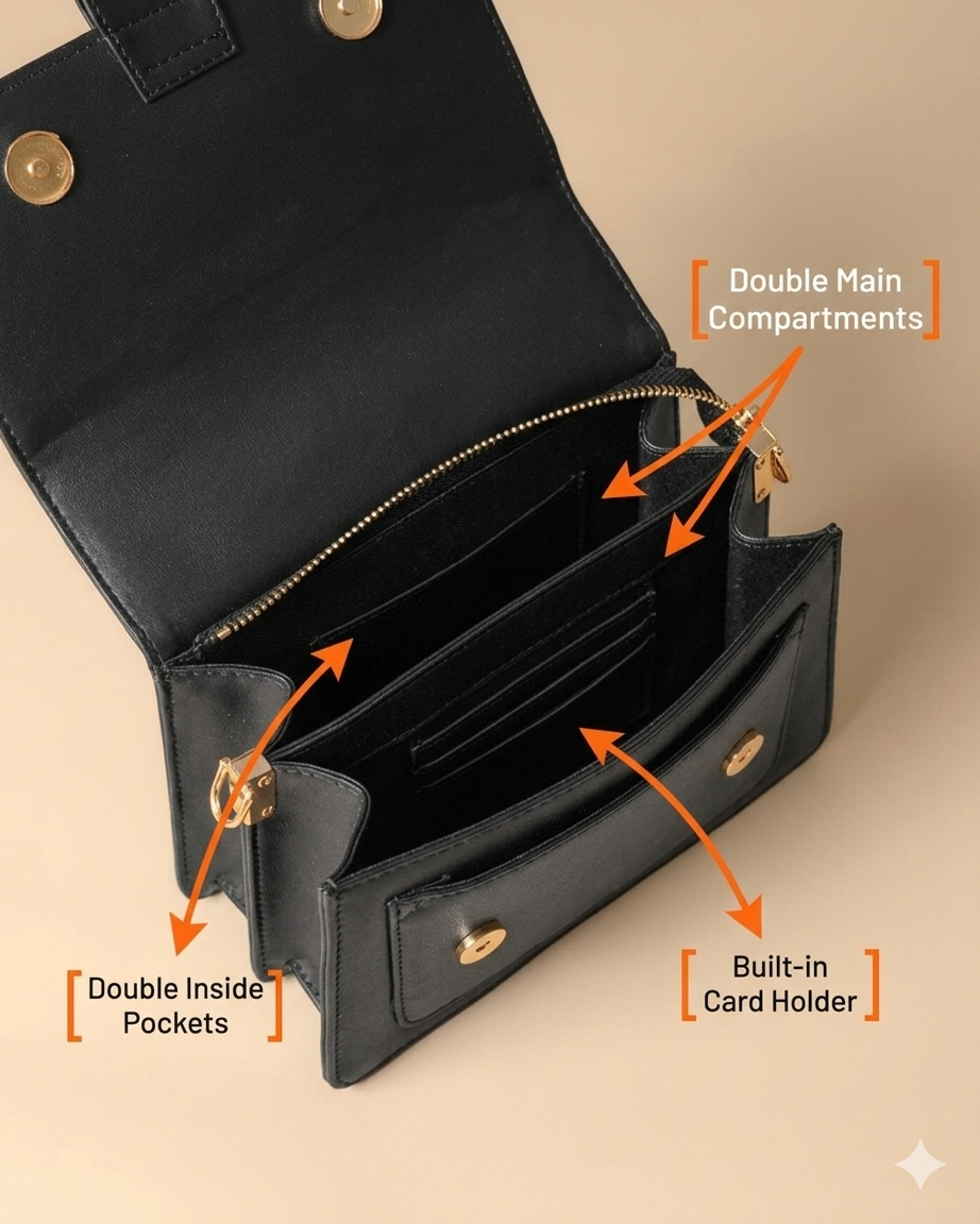 Bella Black Crossbody Bag