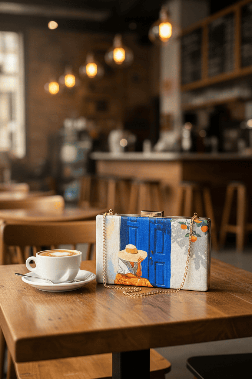 Armario Printed Clutch Blue Door Orchard - inside view