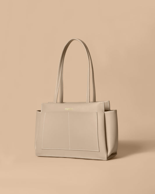 ARM Off White Shoulder Tote Bag - Side View - Armario