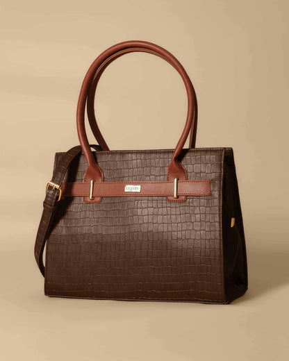 Vintage satchel Crocodile Bag ( Chocolate Brown)