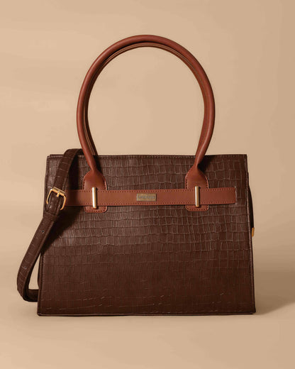 Vintage satchel Crocodile Bag ( Chocolate Brown)