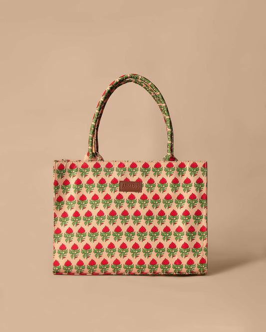 Red Rose Mini Print Fabrics Print Tote Bag