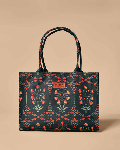 Taj Guldasta Black Print Tote Bag