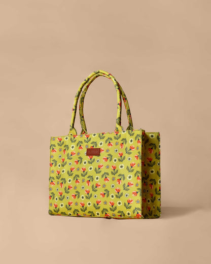 Fabric Print Tote Bag (Lemon)