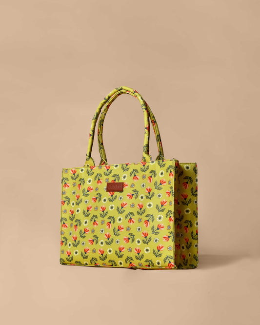 Fabric Print Tote Bag (Lemon)