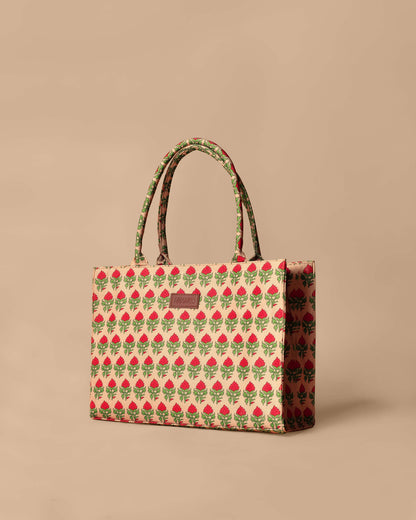 Red Rose Mini Print Fabrics Print Tote Bag